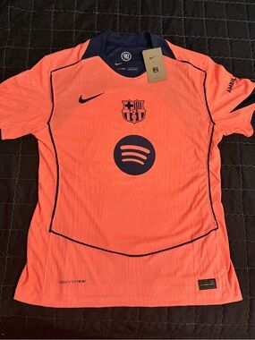 Nike Kids Coral-Pink FC Barcelona Training Jersey with Navy Accents